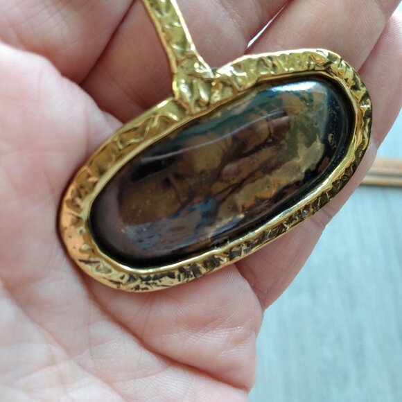 Statement Pendant Collar Necklace Choker Brass - Picture 13 of 13